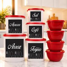 Kit Potes Mantimentos  Peças Variadas +  Bowls Redondos Vasilhas Organizador de Cozinha - Visão 8