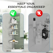 Crystals 4-Tier Bathroom Storage Rack - Adjustable Corner Shelf With Towel Holder - Silver - View 5