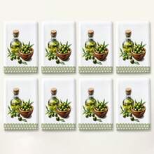 2pcs Green Olive Pattern Kitchen Towels, 6/8pcs Plant Print Dish Cloths, Super Absorbent Microfiber, Machine Washable, Holiday Gift And Cleaning Supplies Decor, Suitable For Holiday Decoration, Cooking, Baking, Housewarming Gift And Cleaning Supplies, Suitable For Kitchen, Bathroom, Toilet - Multicolor - View 20