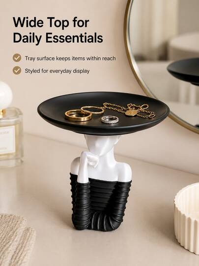 Decorative Statue Tray, Multi-Functional Jewelry Storage Rack, Suitable For Rings, Necklaces And Small Accessories, Modern Desktop Decor, Suitable For Entryway, Bedroom Vanity, Practical Desktop Storage & Home Decor Accessory