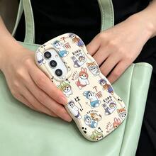 1pc Full Screen Cartoon Cute Kitten Japanese Style Personalized Relaxed Funny Creative Minimalist Retro Fashion European American Ins Gentle Style For Men And Women Beautiful Handsome, Macaron White Full Coverage Anti-Drop Fresh Colorful Wave Shape Cream Style, [International Version Not Local Version] Compatible With Android/GALAXY/A/S/FE/PLUS/ULTRA/NOTE/POCO/Transsion/HOT/SPARK/POP/SMART/RENO/Honor/Phone Case/Protective Cover - Multicolor - View 6