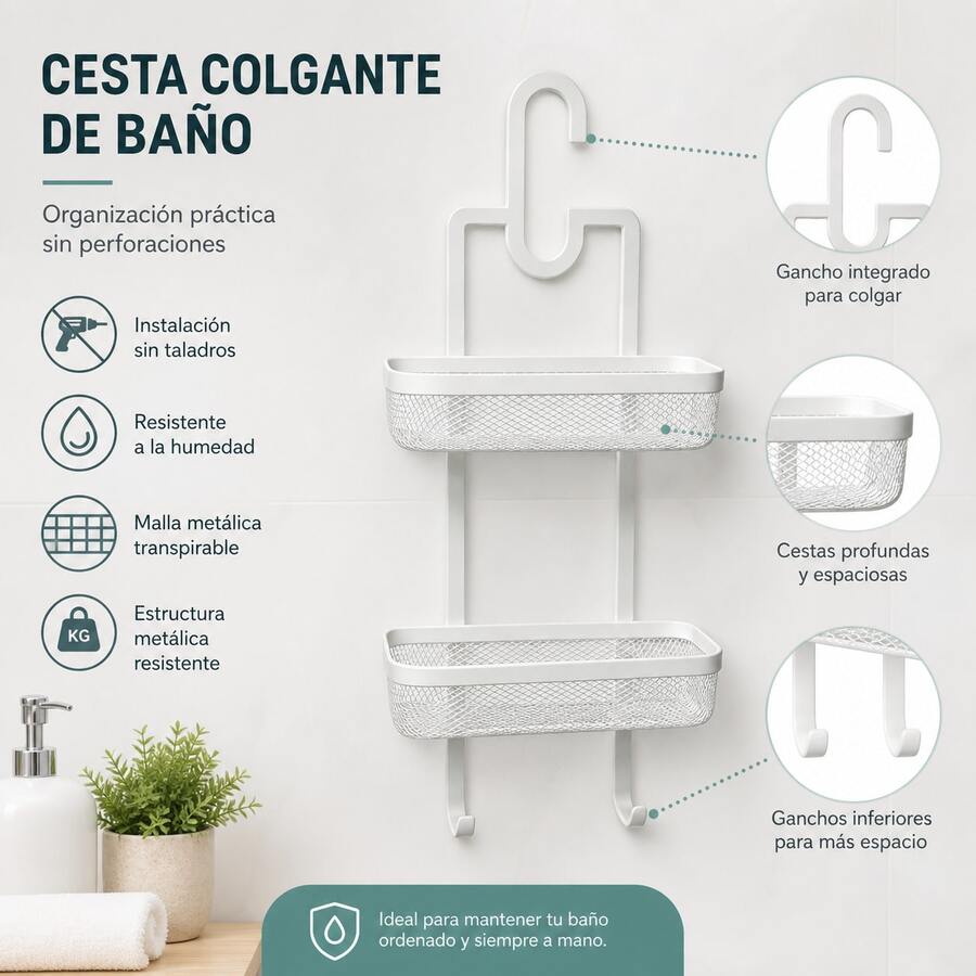 Bathroom Shelves & Corner Shelves - 白色 - 查看 1