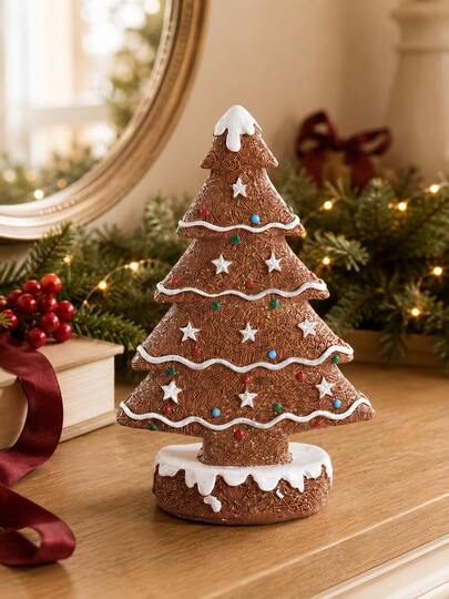 Christmas Tree Resin Decorative Ornament, Cute Holiday Figurine Sculpture, Home Decor, Small Desktop Christmas Decoration, Suitable For Mantel, Fireplace, Shelf, Office Desk, Kitchen, Holiday Christmas Gift Collectible