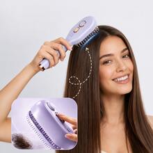 Multi-Functional Spray Massage Comb With Large-Capacity Water Tank, Red Light Therapy Device For Smoothing Frizzy Hair And Scalp Care - F-Yellow - View 3