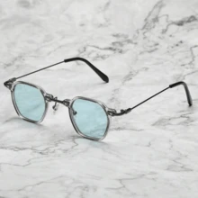 1 Pair Unisex Small Square Frame Decorative Vintage Personalized Fashion Casual Glasses - Baby Blue - View 6