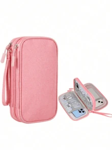 1pc Double Layer Digital Accessories Storage Bag, Universal Electronic Product Travel Cable Organizer, Suitable For Phone Storage Bag, Data Cable Organizer, Coin Purse, Jewelry Storage Bag With Compartments, Suitable For Power Bank,Bedroom Room Decor,Back To School - Multicolor - View 16