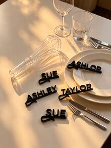 Personalized Wedding Wine Glass Labels, Customized Stainless Steel Wine Glass Tags, Laser Cut Beverage Name Tags, Personalized Acrylic Wedding Drink Pendants, Champagne Glass Name Tags, Customized Name Labels, Cocktail Drink Markers, Table Decor, Beverage Tags, Letters, Hearts, Wedding Pendants - C-wine Glass Hanging Label - View 7