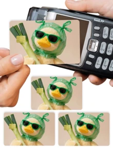 1pc Cute Duck Official Credit Card Sticker Privacy Protection Card Skin, Green Onion Duck Adorable Pet Holiday Birthday Gift PVC Material Anti-Fingerprint Anti-Scratch Wear-Resistant Card Sleeve Skin, Suitable For Men, Women, Couples, Small Chip Card, Bank Card Decoration Sticker, Credit Card, Transportation Card, Student Campus Card Personalized DIY - Type a - View 3
