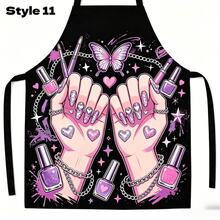 Adjustable Personalized Nail Art Pattern Apron, Suitable For Nail Technicians, Nail Salon Workers, Baking Enthusiasts, Housewives, Home Kitchen, Nail Salon Uniform, Perfect Gift For Nail Art Lovers - Multicolor - View 16