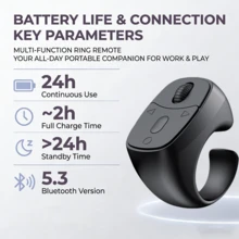 Control remoto anular multifunción inalámbrico para pasar páginas, controlador portátil de obturador de cámara para iPhone, tableta y Android, recargable, aplicación para pasar páginas, batería integrada de 40mAh - Multicolor JX-11 - Ver 3