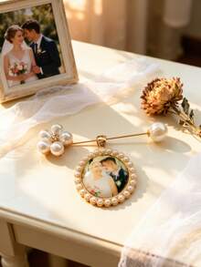 Personalized Wedding Bouquet Photo Hanging Ornament, Wedding Bouquet Photo Hanging Ornament, Customizable Bouquet Hanging Ornament, Bridal Keepsake, Custom Photo Memorial Pin - C-photo Bouquet Pin - View 6