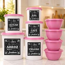 Kit Vasilhas Organizador de Cozinha Potes Mantimentos + Potes Redondos Multiuso - Visão 8