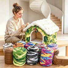 CLSUPER 500g/17.64oz/1.1lb Extra Thick Chenille Gradient Tie-Dye Yarn, Suitable For Arm Knitting, Beginner Handmade, Extra Thick Soft Giant Yarn, Suitable For Crochet And DIY Blankets, Multi-Color - Multicolor - View 5