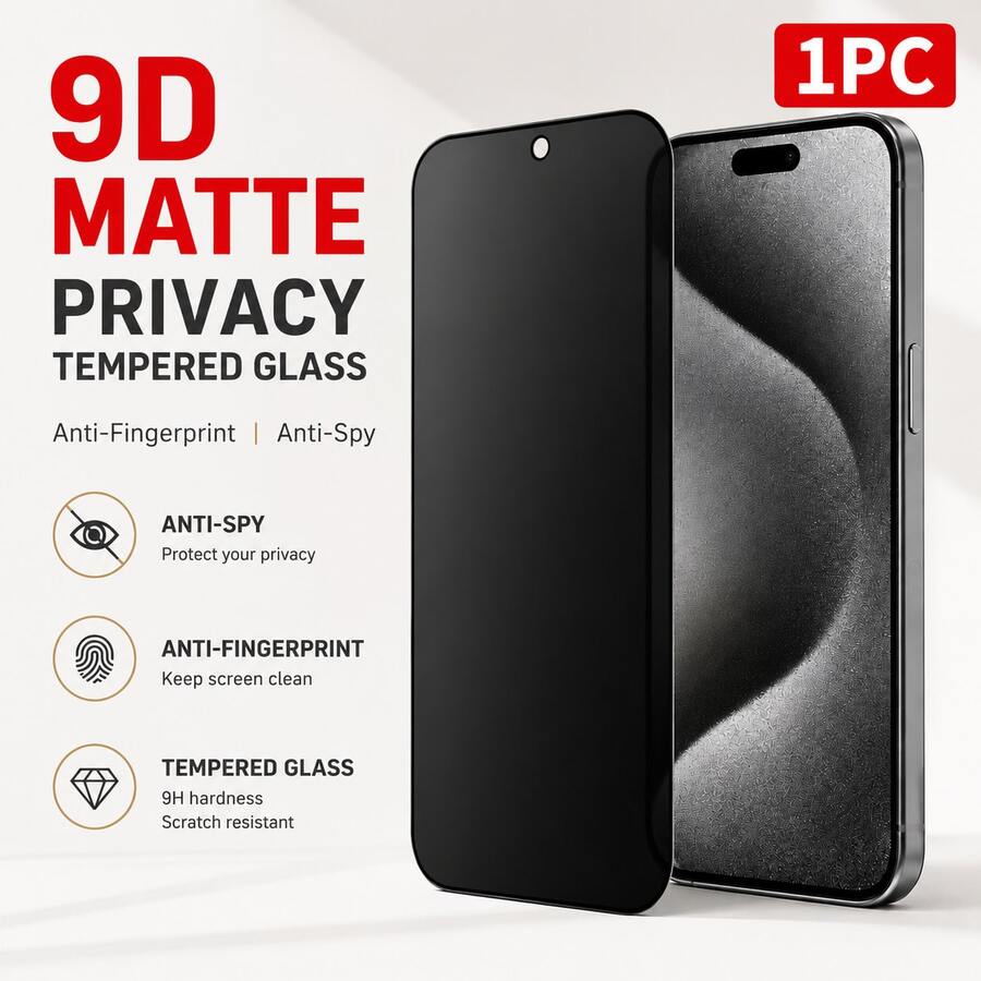 CASECOPS 1Pack Matte Privacy Phone Screen Protector, Full Coverage, Fine Texture, Smooth Feel, Anti-Fingerprint Anti-Glare, Ensure Privacy And Security, Easy Installation, Suitable For IPhone 17 Pro Max/17 Pro/17 Air/17/16E/16 Pro Max/16 Pro/16 Plus/16/15 Pro Max/14 Pro Max/14/13/12/11. Sleek Phone Accessory, Compatible With Phone Cases, Suitable As Gifts For Family And Friends - 1 Pack - View 1