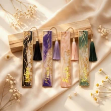 Custom Printed Gilded Gold Foil Epoxy Bookmark With Silk Tassel, Customizable Text As Reading Companion, Resin Marker For Teachers Students Classmates, Sweet Gift For Teacher's Day And Back-To-School Season - Quicksand Bookmark - View 4