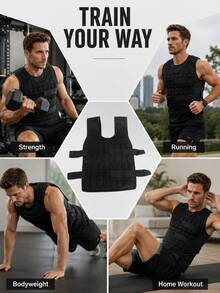 Weighted Vest, Women's Weighted Vest, Men's Weighted Vest, With Weights, Adjustable Weight, Suitable For Running, Training, Jogging, Walking, Strength Training And Yoga, Unisex, Perfect Gift For Christmas, New Year And Back To School Season. - Black - View 6