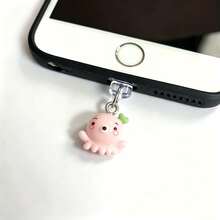 Cute Pink Octopus Phone Dust Plug Pendant, 3D Ocean Animal Charm Dust Cover, Compatible With Lightning/Type-C Interface, Universal Cute Phone Accessory - Pink - View 4