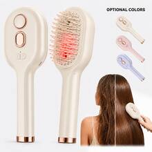 Multi-Functional Spray Massage Comb With Large-Capacity Water Tank, Red Light Therapy Device For Smoothing Frizzy Hair And Scalp Care - F-Yellow - View 8