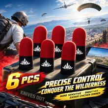 6pcs Sarung Jari Game Jahitan Merah & Hitam Anti Keringat Bernapas Pelindung Jempol Untuk Pemain Game Mobile COD Mobile Anti Selip - MultiWarna - View 2