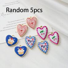 5/10pcs Zinc Alloy Heart Shaped Charm Pendant, Suitable For DIY Jewelry Making, Necklace, Bracelet, Earring, Bag Chain, Keychain, Zipper Decor, Great Gift For Mother's Day Or Girlfriend - Multicolor - View 6