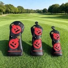 Cartoon Bomb 3D Embroidered Golf Club Head Cover, Waterproof Wear-Resistant PU Leather Wood Shaft Head Protector Cap Equipment - Black - View 1