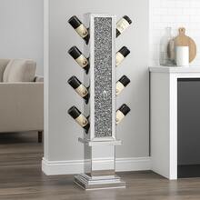 Modern Freestanding Floor Wine Rack With Crushed Crystal Inlay, 8 Bottles Capacity Wine Bottle Storage Rack, Decorative Display Furniture For Home Bar & Indoor Dining Decor - Silver - View 2