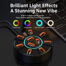 7-Port/10-Port USB 2.0 Hub Multi-Port USB Splitter Computer Docking Station With Built-In Ambient Light, Suitable For Keyboard, Mouse, USB Flash Drive, External Hard Drive, Printer And Other Peripherals, Plug And Play - View 4