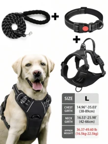 High Reflective Dog Harness Collar Leash Set, Adjustable Thickened Oxford Fabric Vest With Front And Rear Control Handles, Anti-Pull Anti-Choke Design, Durable And Comfortable Pet Gear, Suitable For Outdoor, Small Medium Large Dogs, Multiple Sizes Available - Multicolor - View 13