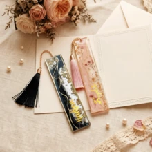 Custom Printed Gilded Gold Foil Epoxy Bookmark With Silk Tassel, Customizable Text As Reading Companion, Resin Marker For Teachers Students Classmates, Sweet Gift For Teacher's Day And Back-To-School Season - Quicksand Bookmark - View 2