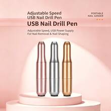Portable USB Nail Drill Pen, Adjustable Speed Up To 20000 RPM Electric Nail File With Forward Reverse Rotation, Manicure Pedicure Tool With Drill Bits Set For Nail Removal Polishing, 3 Colors Available - Multicolor - View 2
