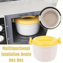 Arrocera de microondas portátil, uso dual caliente & frío, diseño sellado a prueba de fugas, diseño de compartimentos sin mezcla, gran capacidad para comidas satisfactorias, adecuada para arroz, verduras, pescado, sopa, fideos y talla grande - Multicolor - Ver 5