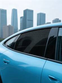 1 Roll 19.69" X 59.06" Black Perforated Vinyl Privacy Film, Full View Privacy Film, Self-Adhesive Car Window Film, Suitable For Cars, RVs, Offices And Homes, Provides UV Protection, Heat Insulation And Anti-Glare - A - View 5