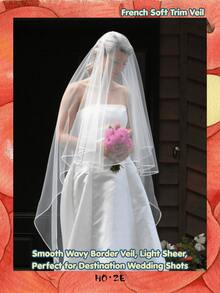1 Buah Kerudung Pengantin Bertepi Satin, Tulle Lembut, Untuk Pemotretan Pernikahan di Gereja, Aksesori Pengantin Romantis, Dekorasi Pesta Halloween dan Natal - Putih - View 8
