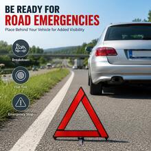 2pcs Car Triangle Warning Sign Set, Triangle Stand + Storage Box Kit, Road Warning Tool, Car Triangle Reflective Warning Sign, Car Breakdown Warning Sign, Essential Car Tool, Suitable For Various Car Models. - Multicolor - View 2
