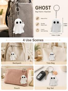 Cartoon Ghost Bag Charm Keychain, Cute Halloween Pendant, Suitable For Handbags, Backpacks, Wallets And Keys, Lightweight Funny Party Favor, Autumn Gothic Style Gift - Multicolor - View 10