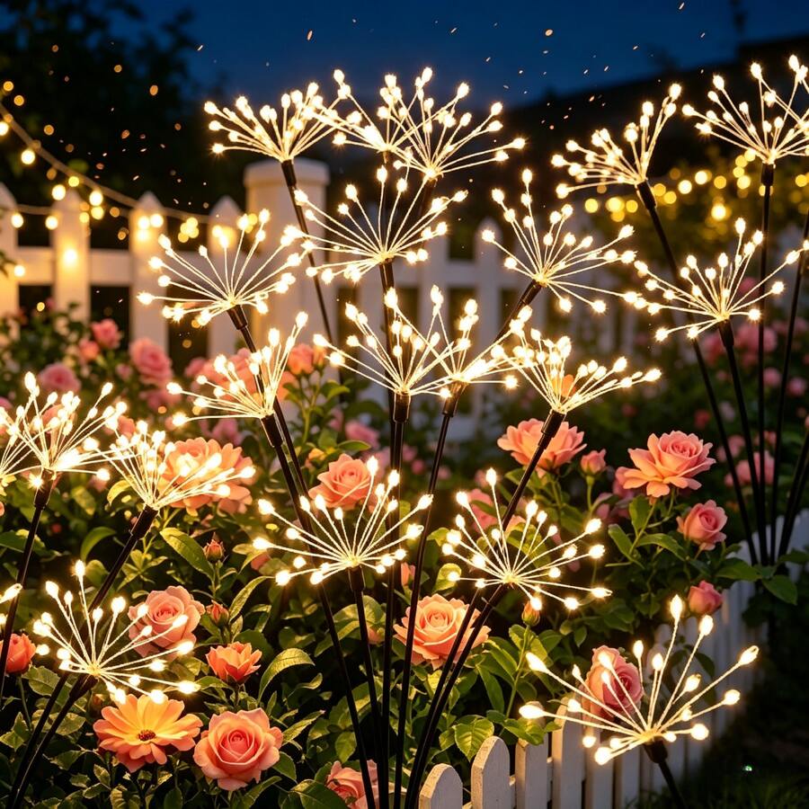 Outdoor Solar Powered Fireworks Lights, Outdoor Garden Decorative Lights, Christmas And Halloween Holiday Garden Twinkling Fireworks Lawn Lights, Portable Yard Decorative Lights, Suitable For Yard, Patio, Garden, Deck And More - Solar Starburst Light - View 1