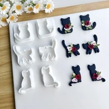 2pcs Halloween Cat Polymer Clay Molds, Cute Cat Shaped Soft Clay Molds, Ceramic Molds DIY Earrings Necklace Jewelry Cutting Tools - Suitable For Handmade Earring Making - White - View 5