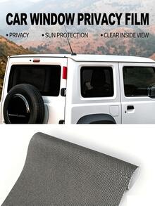 1 Roll 19.69" X 59.06" Black Perforated Vinyl Privacy Film, Full View Privacy Film, Self-Adhesive Car Window Film, Suitable For Cars, RVs, Offices And Homes, Provides UV Protection, Heat Insulation And Anti-Glare - A - View 2