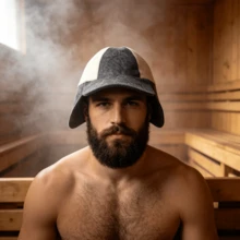 1pc Two-Tone Wool Felt Sauna Hat With Ear Flaps, Thick Heat Insulation Russian Banya Cap, Water Absorbing Spa Steam Room Headwear, Unisex Sauna Accessory For Hot Spring Bath - Baseball Cap - View 5