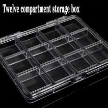 12 Grid Nail Accessory Storage Box, Transparent Plastic Flip Cover Box, Electronic Components Nail Accessory Sorting, Classification And Packaging, Nail Accessory Classification, Small Item Storage - Clear - View 2