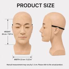 Topeng Lateks Wajah Manusia Realistis untuk Dewasa, Topeng Kostum Halloween Wajah Pria 3D dengan Tali Elastis Tersembunyi, Perlengkapan Panggung Pesta Cosplay - Topeng wajah manusia realistis - View 5