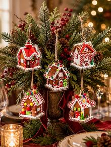 5/1pc-Christmas Snowy House Hanging Ornament, Christmas Cookie House Decorative Hanging Ornament, Gingerbread Man Decorative Hanging Ornament, Christmas Snowy Scene Decorative Hanging Ornament, Christmas Party Supplies, Christmas Home Decor Hanging Ornament, Christmas Tree Hanging Ornament, Acrylic Material, Christmas Tree Decorative Hanging Ornament, Christmas Party Supplies, Christmas Decoration, Suitable For Gift Decoration, Christmas Tree Decoration, Wreath Decoration, Wreath Decoration, Gift Wrapping Hanging Ornament, DIY Christmas Handmade Hanging Ornament, Etc. - Multicolor - View 7