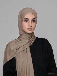 1 buah Syal Lembut Elegan Warna Polos untuk Wanita, Terbuat dari Katun Modal, Nyaman dan Serbaguna, Cocok untuk Pemakaian Sehari-hari - Khaki - View 3