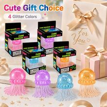 1pc Jellyfish Squishy Soft Rubber Toy, Glitter Jellyfish Squeeze Toy, Soft Slow Rebound Sensory Stress Relief Fingertip Toy, Anxiety Relief, Cute Handheld Toy, Suitable For All Ages, Blue Color, Perfect For Birthday, Christmas, Halloween And Easter Holiday Gifts - Multicolor - View 13