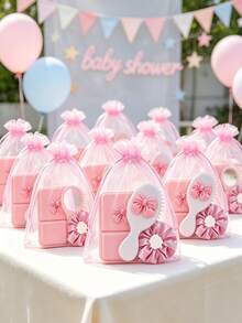 1/6/12sets-Girl's Sweet Bow Style Party Favors: Includes Portable Makeup Mirror, Mini Hair Comb, Hair Scrunchie, Organza Gift Bag - Suitable As Thank You Gifts Or Baby Shower Party Supplies (Basic Bow, Pink) - Multicolor - View 5