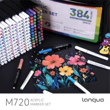Languo 9pcs/96colors/288colors Acrylic Painter Marker Pens Set 720 Blendable Multi Color Soft Brush Tip For Drawing Painting DIY Crafts, School Art Supplies Painting Class - Sets - View 4