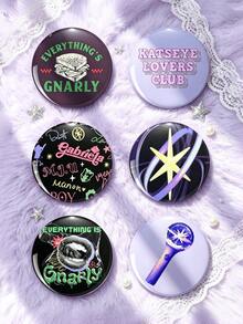 1pc/6pcs 4.4cm KATSEYE Fan Badge, Y2K Cute Button Pin, Lapel Pin For Clothing, Bags, Backpacks, Perfect Gift For KATSEYE Fans - Multicolor - View 2