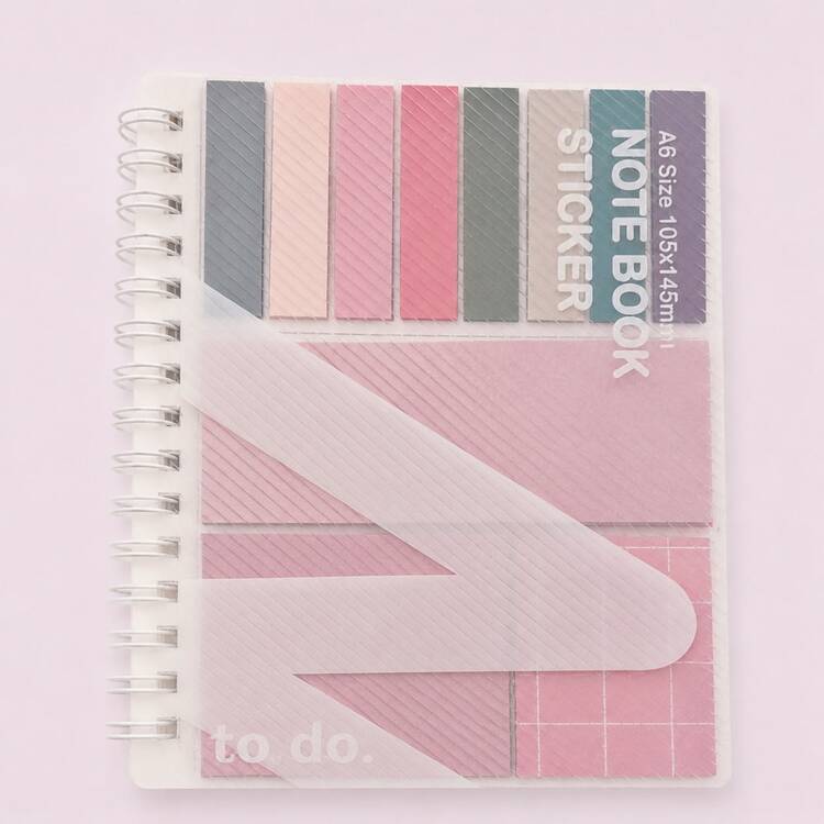 A6 Spiral Notebook With Sticky Notes And Index Tabs, 60 Pages Reusable Note Book, Removable Memo Pads Planner Journal, Colorful Page Markers For School Office Study Supplies,Back To School Season - Rectangle - View 12
