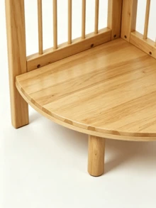 1pc Floor-Standing Curved Corner Solid Wood Shelf, Storage Rack For The Dry Area Of Bathrooms, Multi-Functional Corner Shelf For Small Apartments. - Maple - View 10