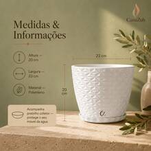 Vaso de planta modelo diamante altura de 20 cm - Branco - Visão 2